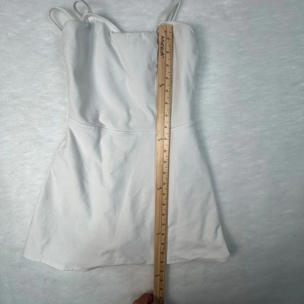 Alo Yoga Alosoft Backspin Dress White XS High Neck Backless Tennis Dress